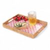 Pink Rattan Mother Of Pearl Serving Tray (2)