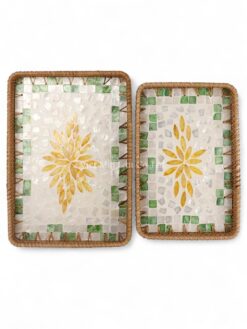 Radiant Rectangular Mother Of Pearl Serving Tray Set (1)
