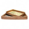 Rectangular Mother Of Pearl Serving Tray Set (2)