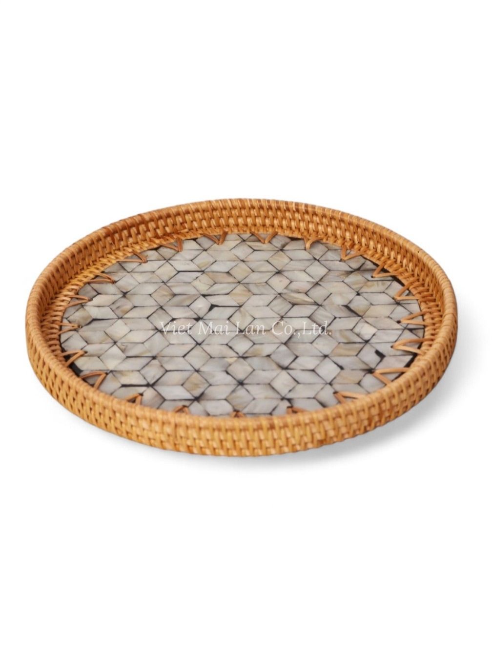 Round Mop Tray With Rattan (1)