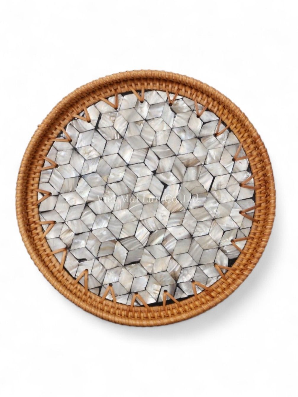 Round Mop Tray With Rattan (2)