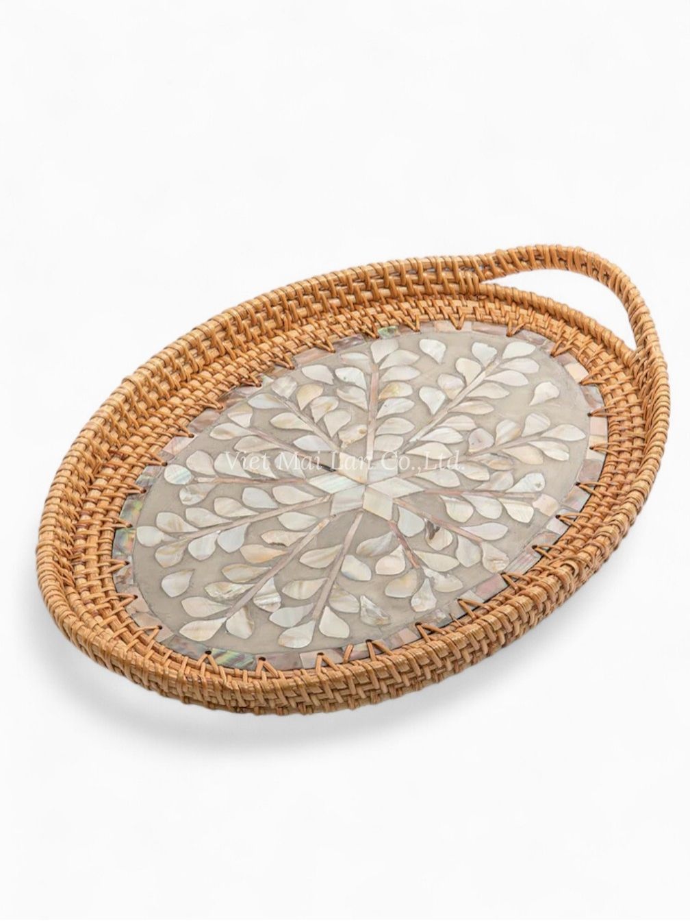 Rustic Oval Mop Tray With Rattan (2)