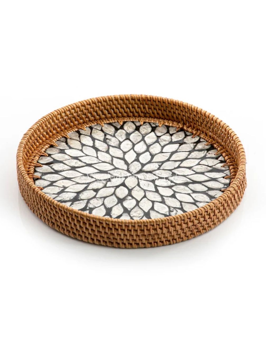 Rustic Round Mop Tray With Rattan (1)