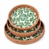 Set Mother Of Pearl Serving Tray With Rattan (3)