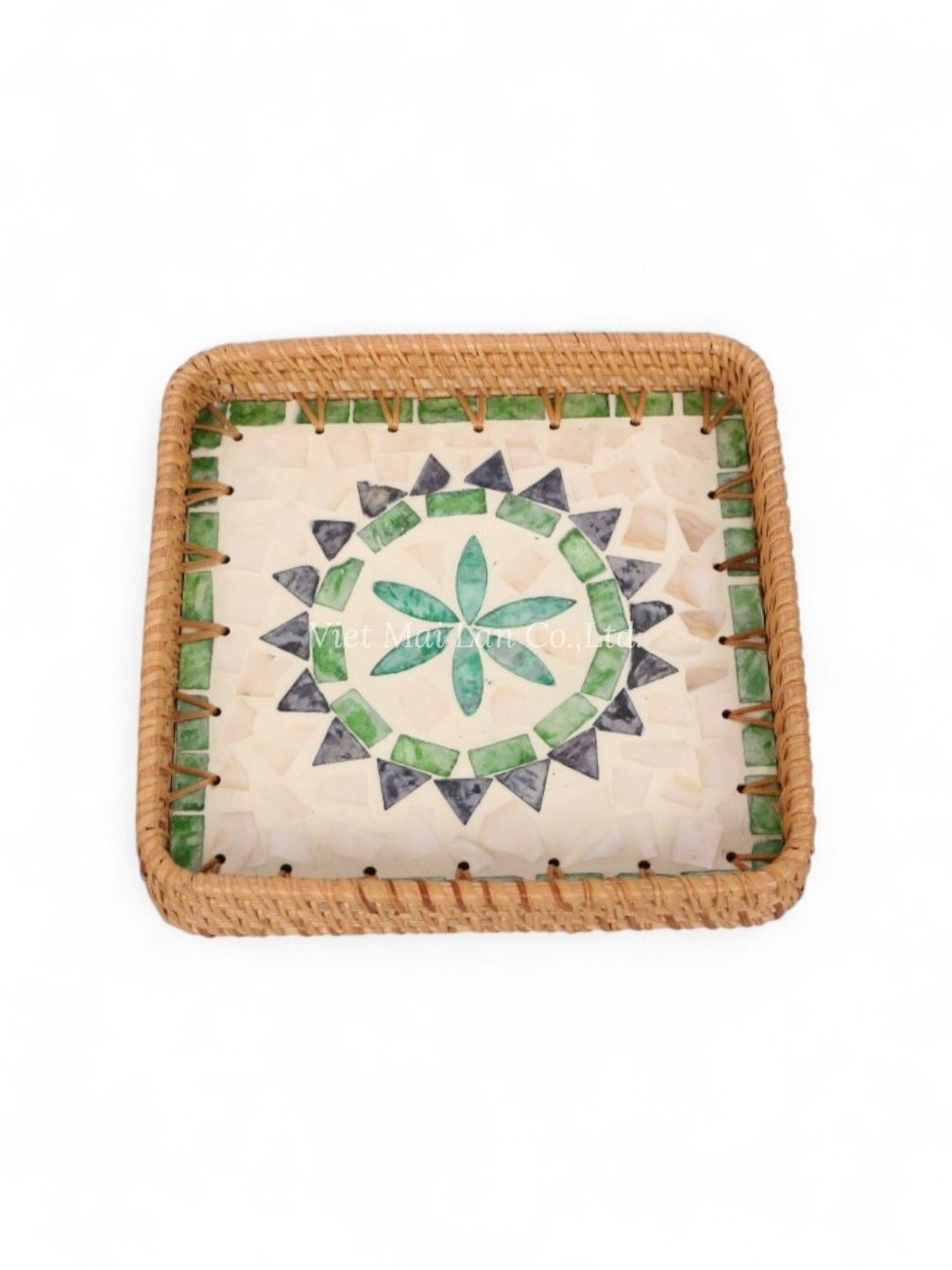 Set Rattan And Mother Of Pearl Tray (3)