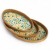 Set Of 3 Oval Rattan And Mother Of Pearl Trays (1)
