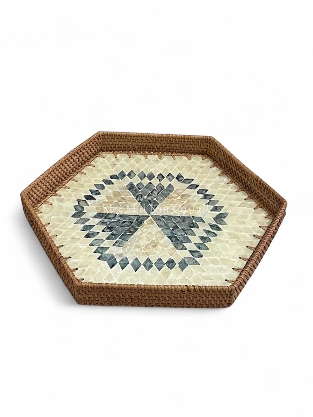Shine Rattan Mother Of Pearl Tray (1)