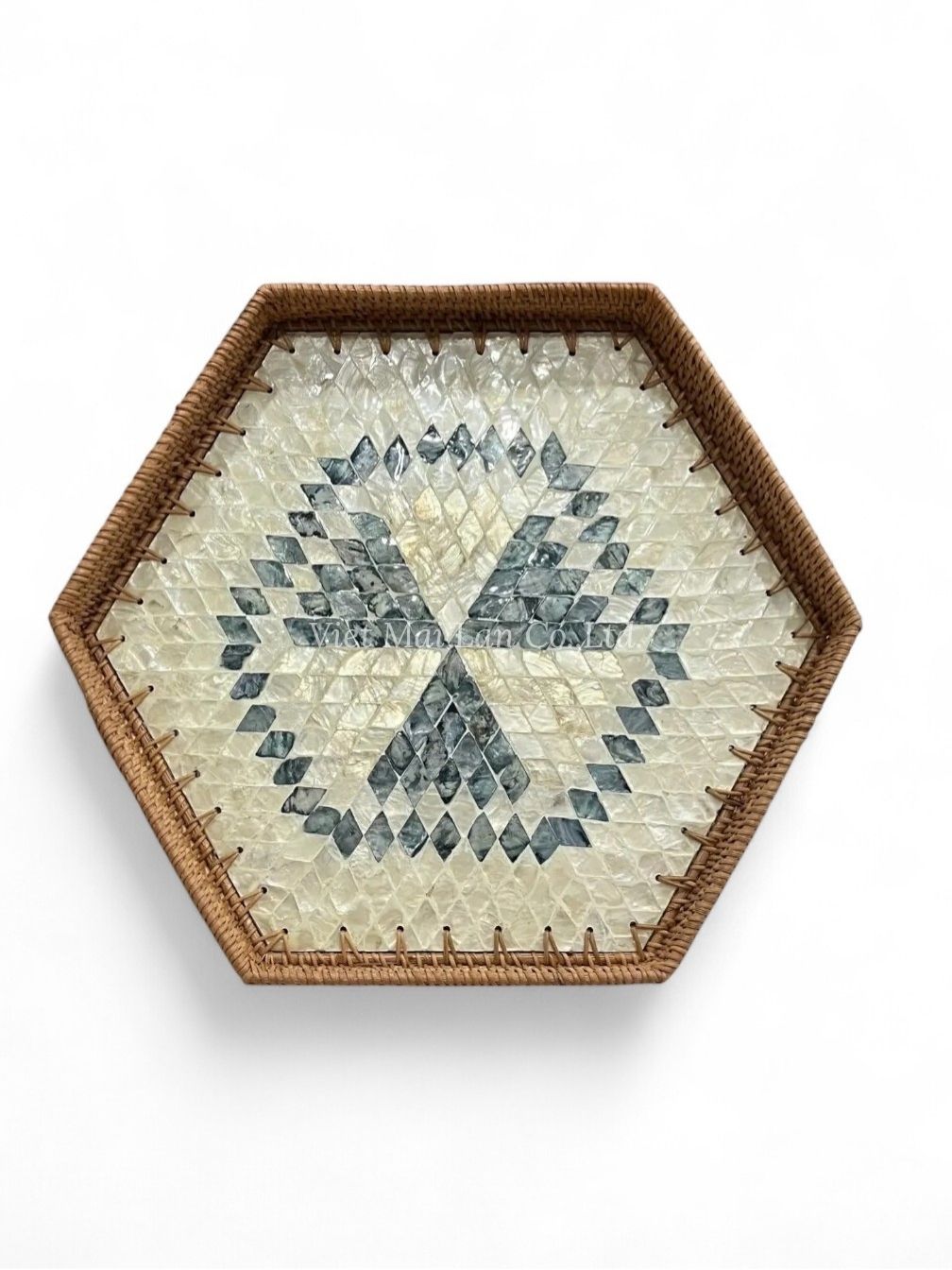Shine Rattan Mother Of Pearl Tray (2)