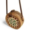 Floral Shell Bag With Rattan (1)