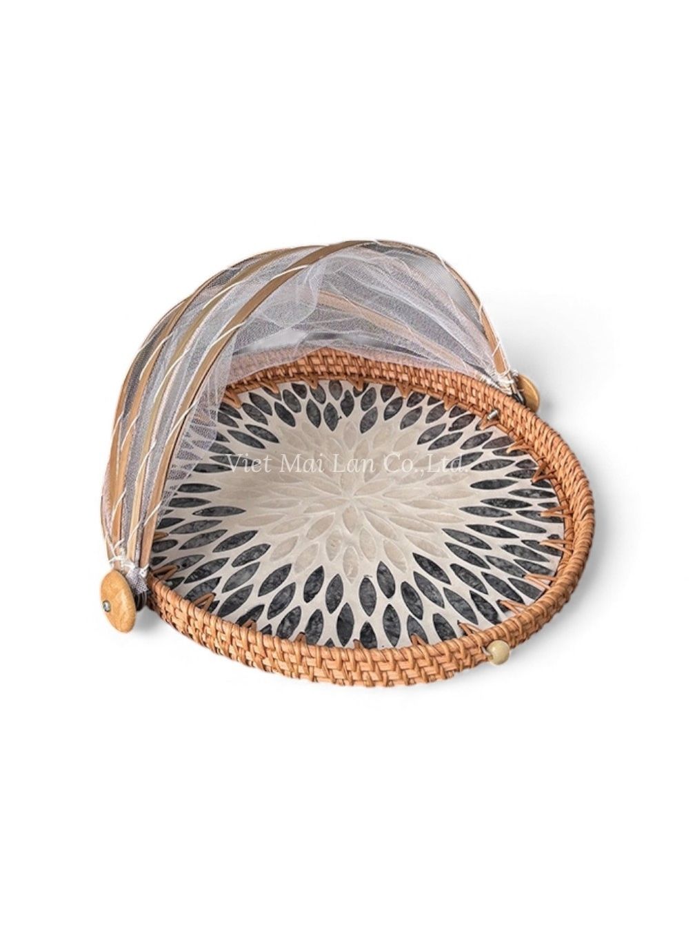 Natural Shell Food Cover With Rattan (1)