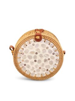 Natural White Shell Bag With Rattan (2)