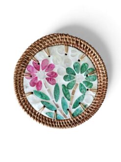 Classic Mother Of Pearl Placemat With Rattan Edge