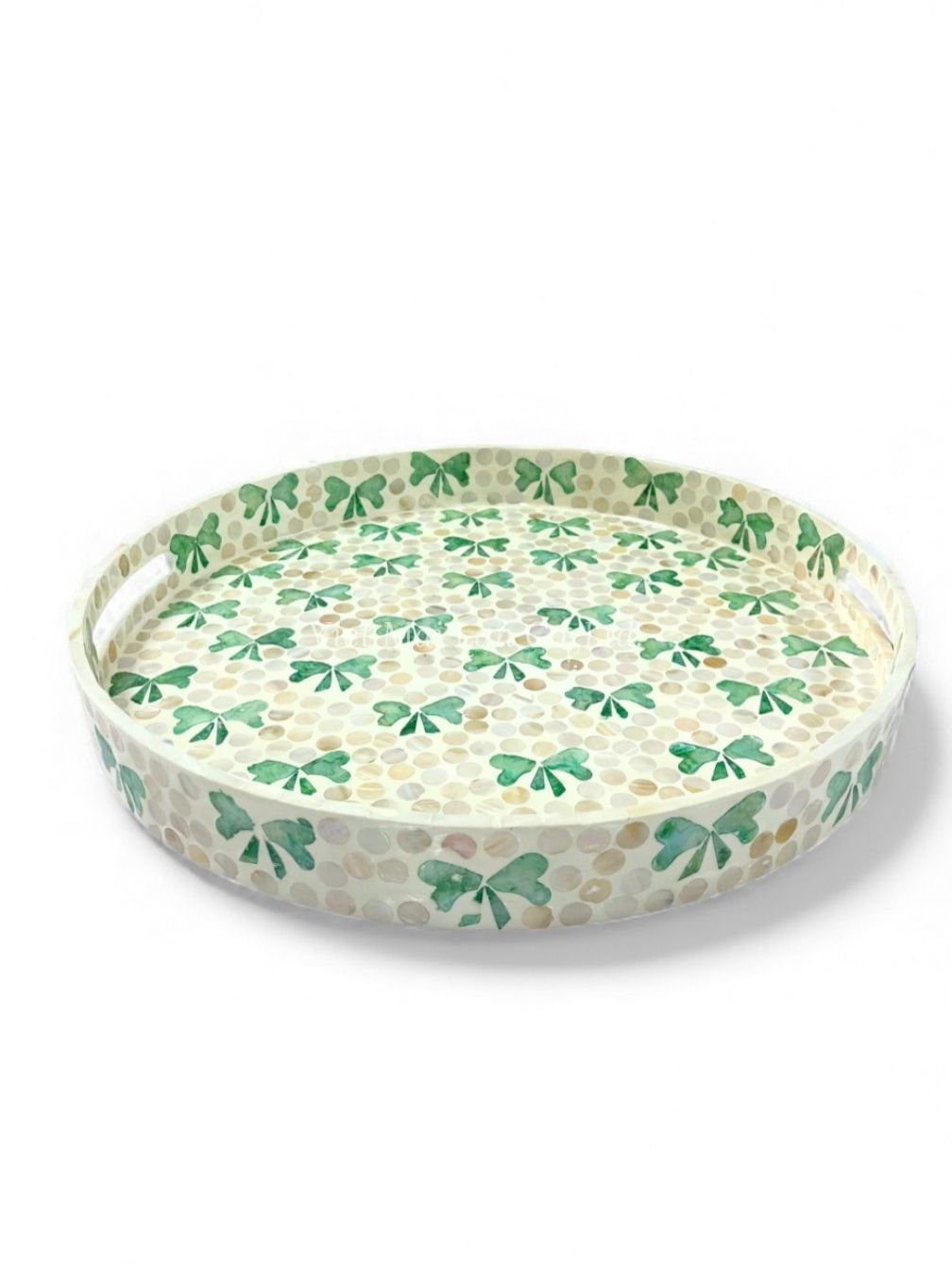 Decorative Bow Mother Of Pearl Serving Tray (2)