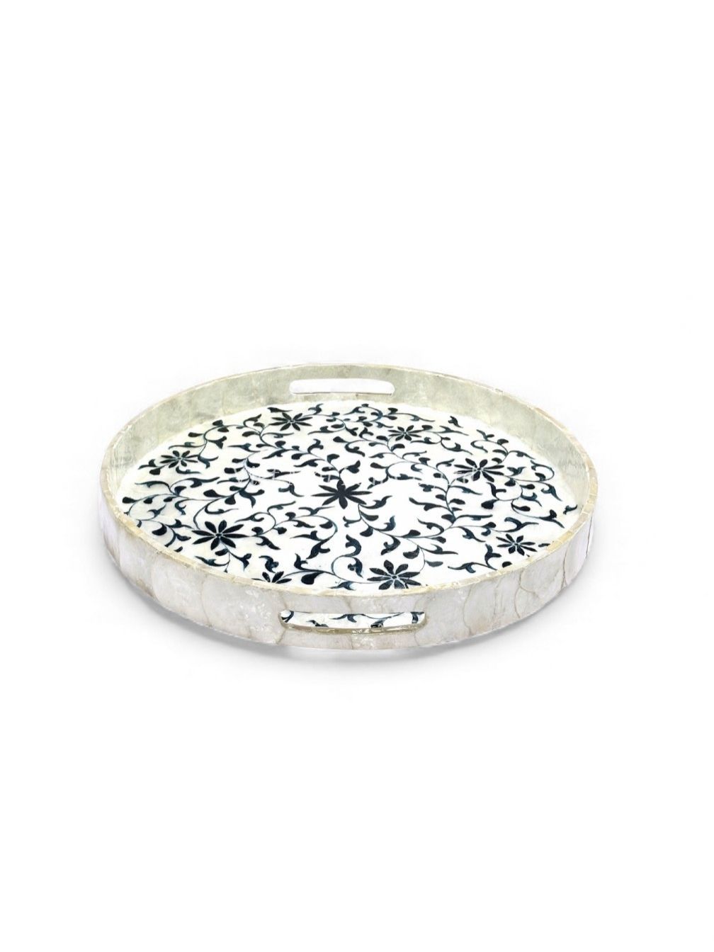 Decorative Flower Mother Of Pearl Serving Tray (2)