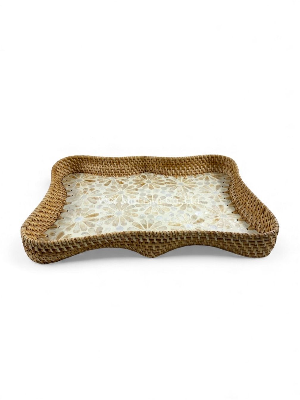 Elegant Rattan Mother Of Pearl Tray (1)