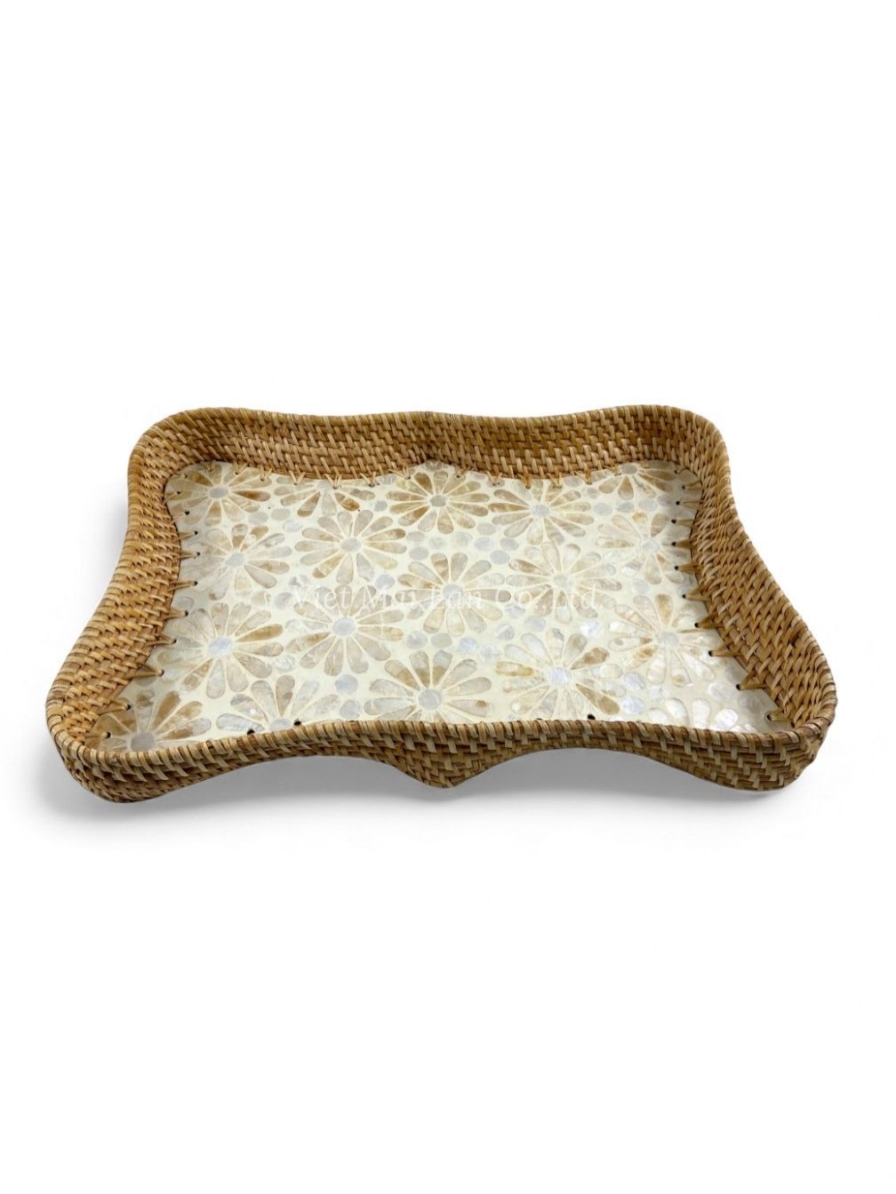 Elegant Rattan Mother Of Pearl Tray (2)