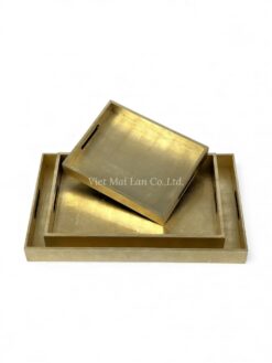 Elegant Rectangular Gold Leaf Lacquer Tray (5)