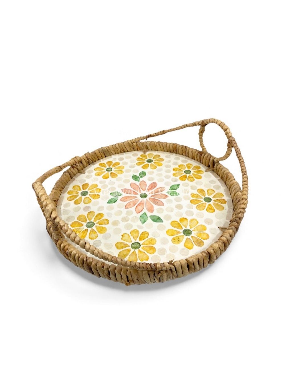 Floral Mother Of Pearl Tray With Water Hyacinth (5)
