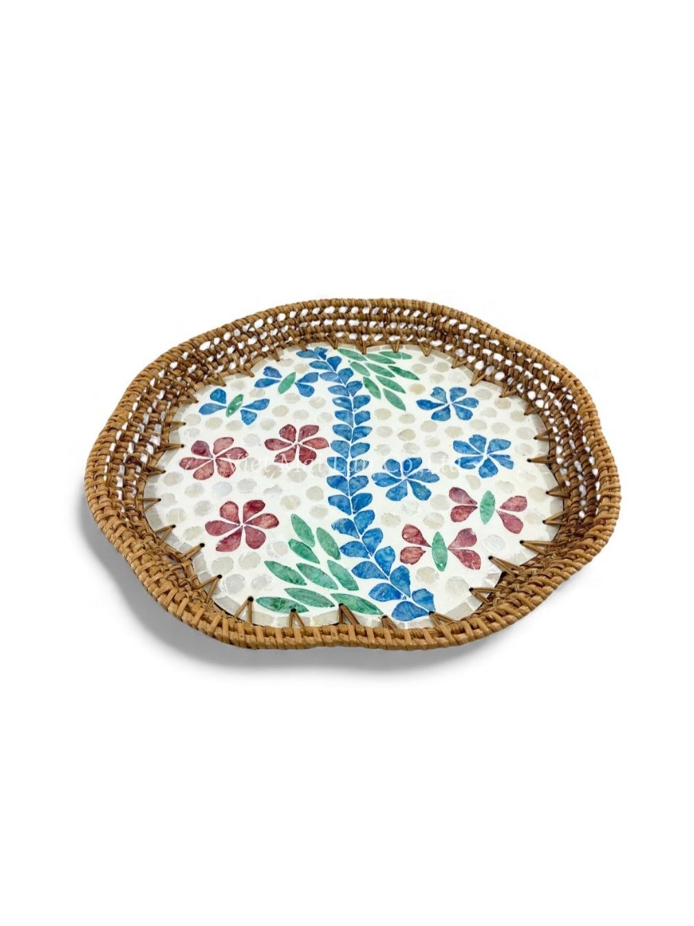 Floral Rattan Mother Of Pearl Tray (2)