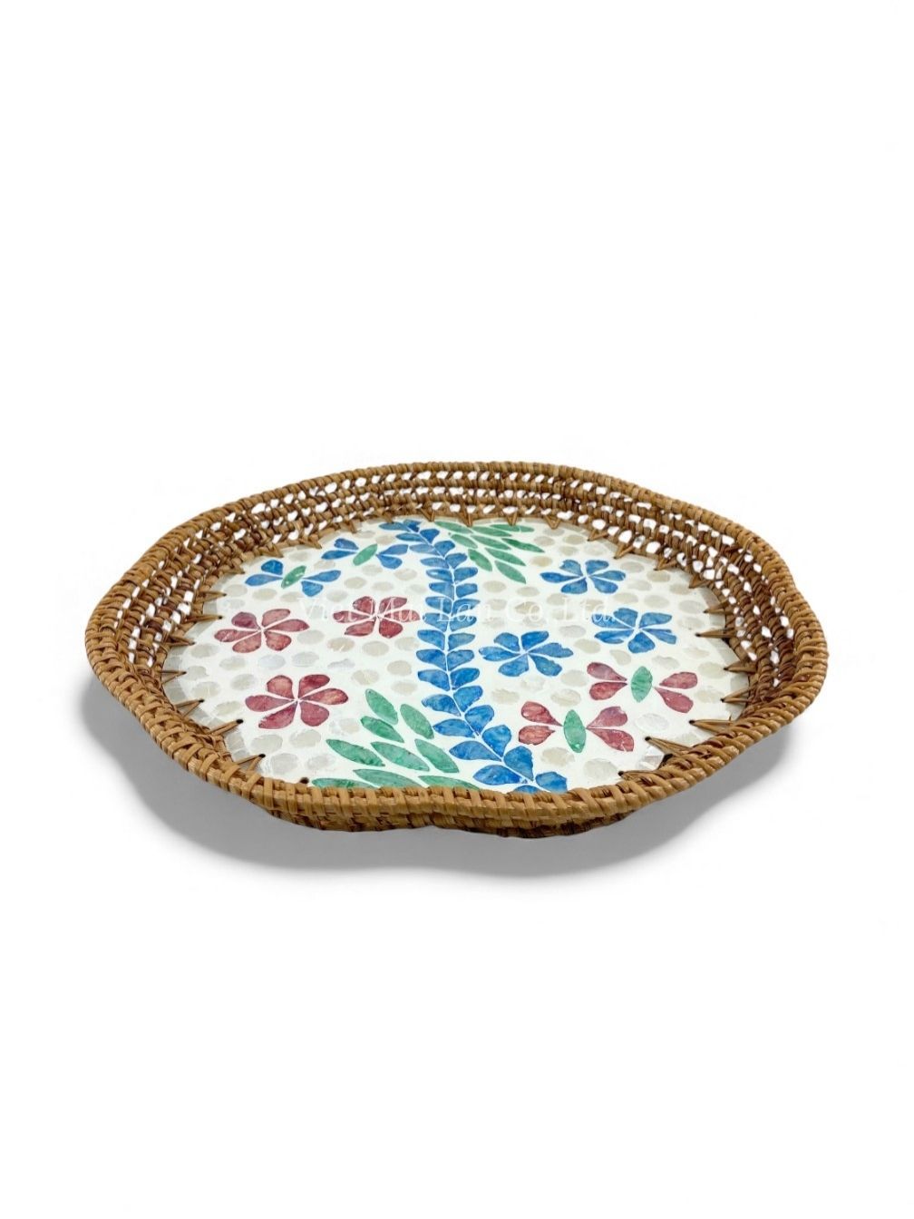 Floral Rattan Mother Of Pearl Tray (3)