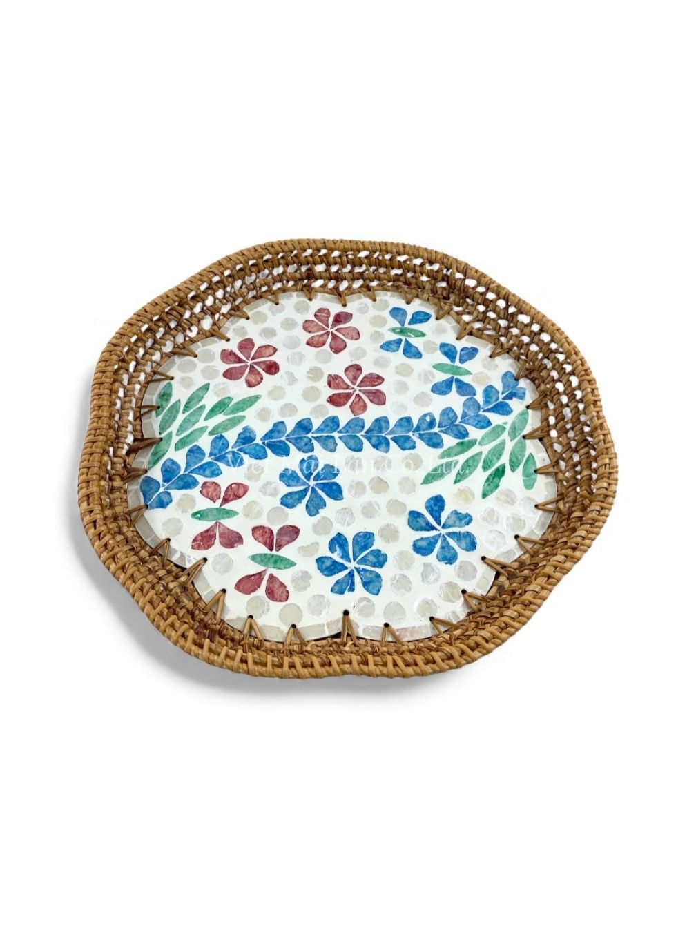Floral Rattan Mother Of Pearl Tray (4)