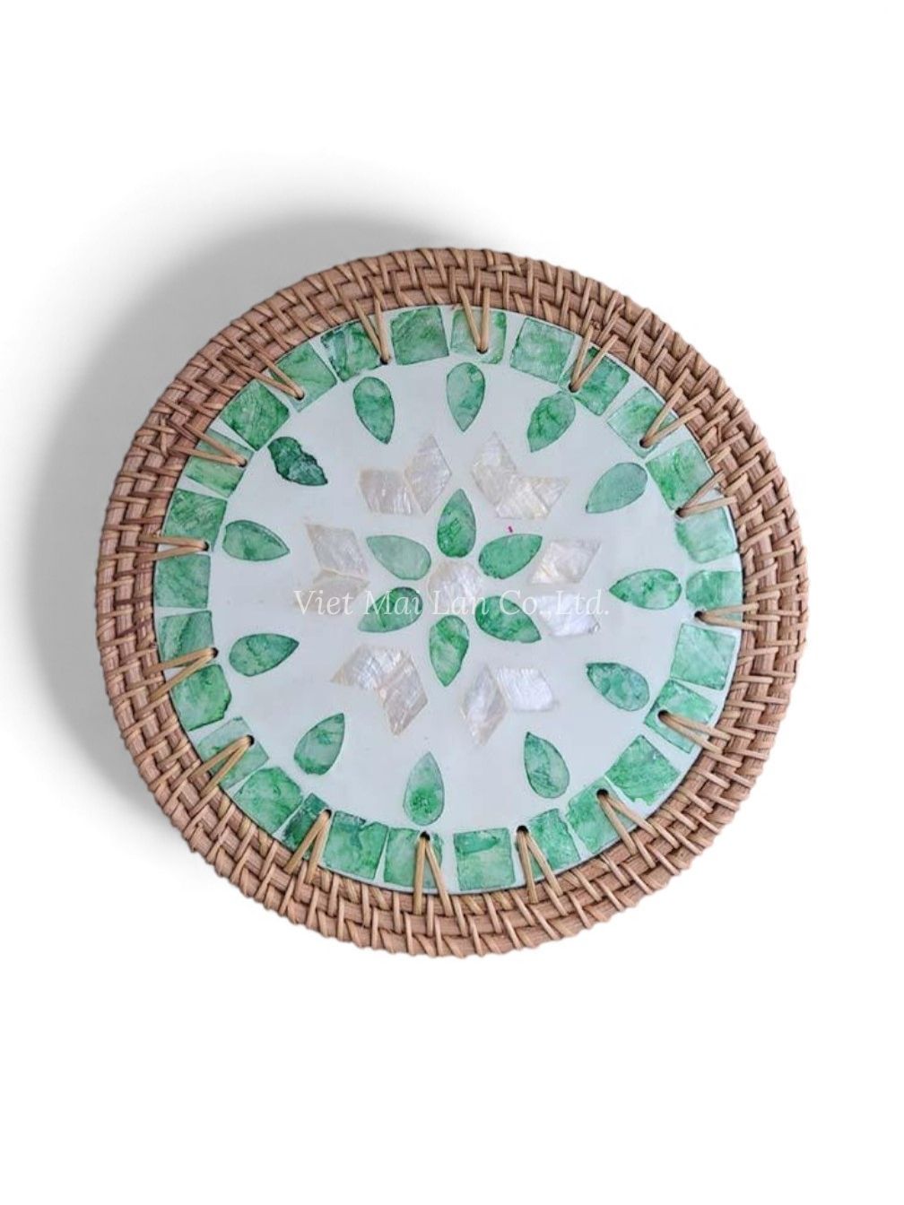 Handwoven Mother Of Pearl Placemat With Rattan