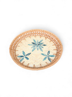 Handwoven Rattan Plate With Shell Inlay (2)