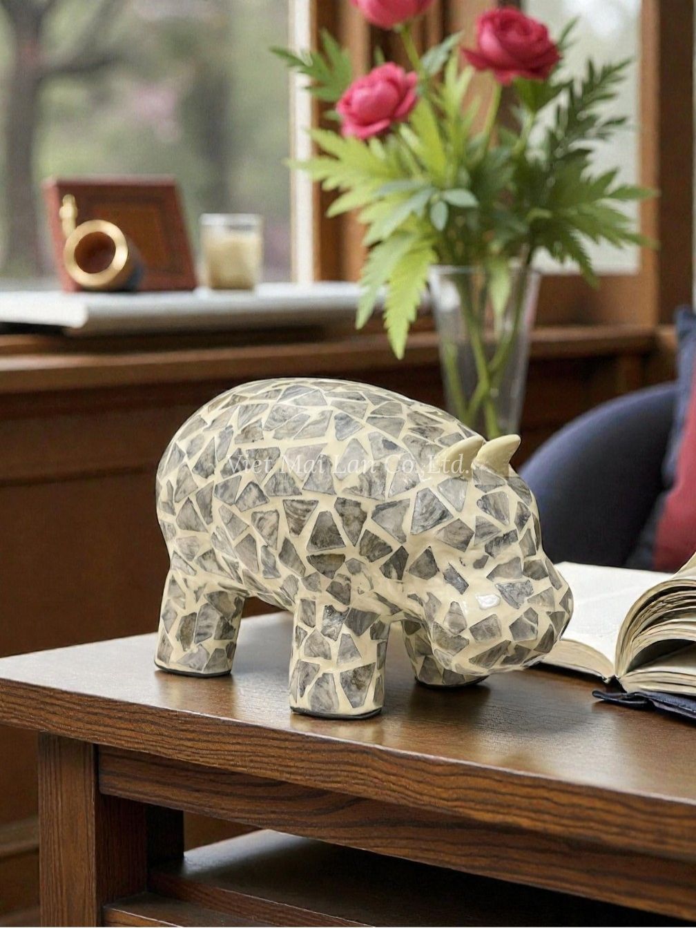Hippo Mother Of Pearl Sculpture (2)