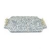 Mother Of Pearl Serving Tray With Metal Handles (2)