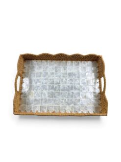 Mother Of Pearl Tray With Rattan Border (3)