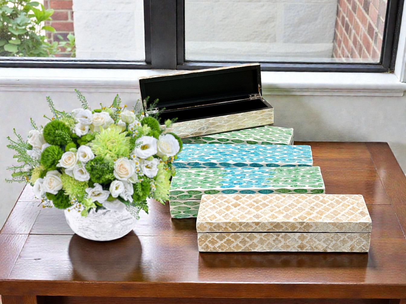 Mother Of Pearl Pen Box Handmade Vietnam