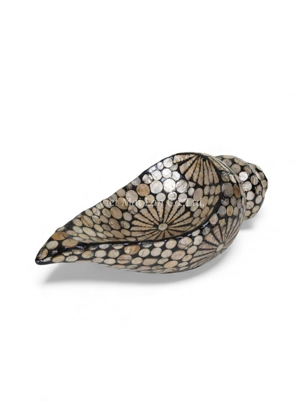 Natural Black Mother Of Pearl Snail Sculpture (2)