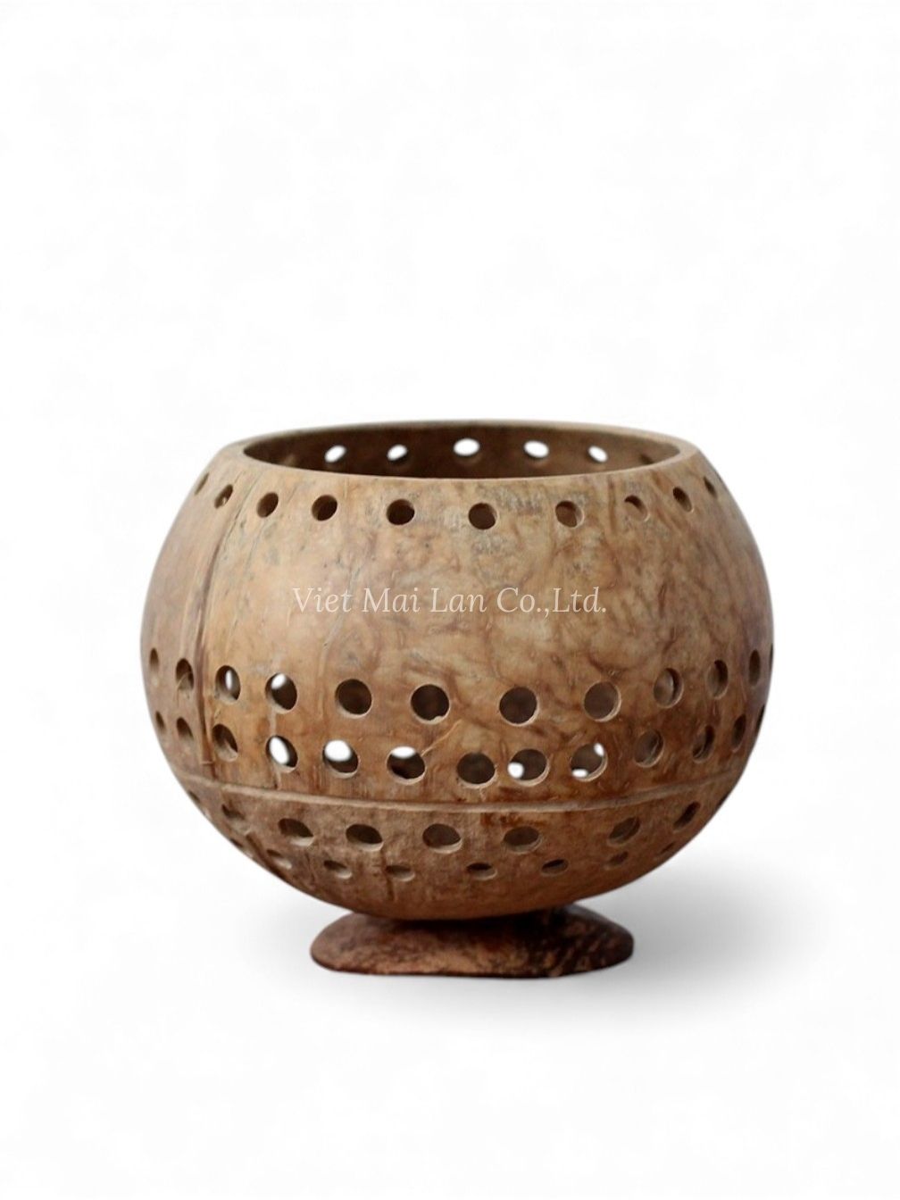 Natural Coconut Candle Holder With Base (3)