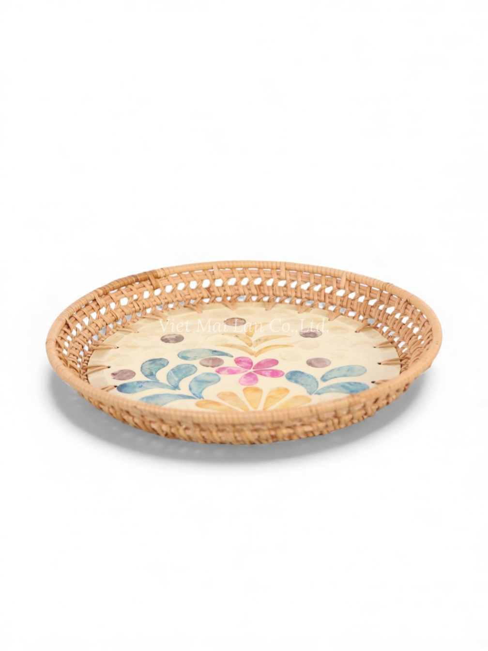 Natural Floral Mop Rattan Plate (1)