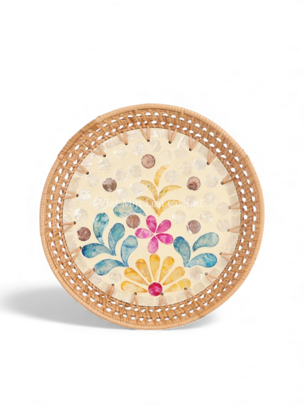 Natural Floral Mop Rattan Plate (2)
