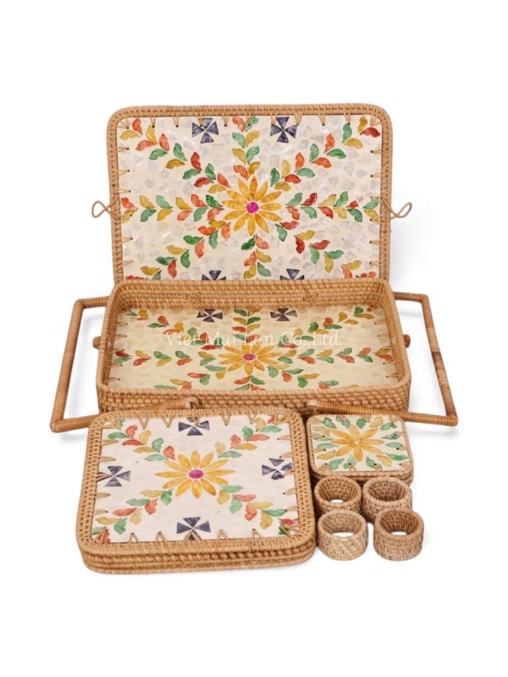 Rattan Mother Of Pearl Kitchen Set (4)