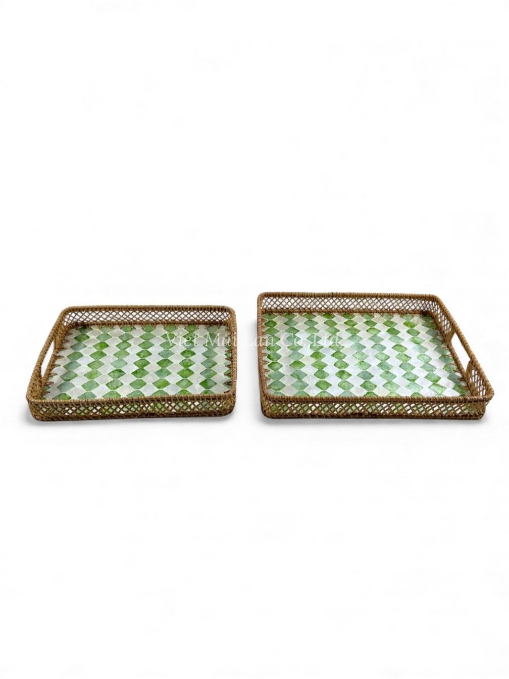 Rattan & Mother Of Pearl Tray (1)