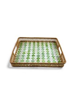 Rattan & Mother Of Pearl Tray (2)