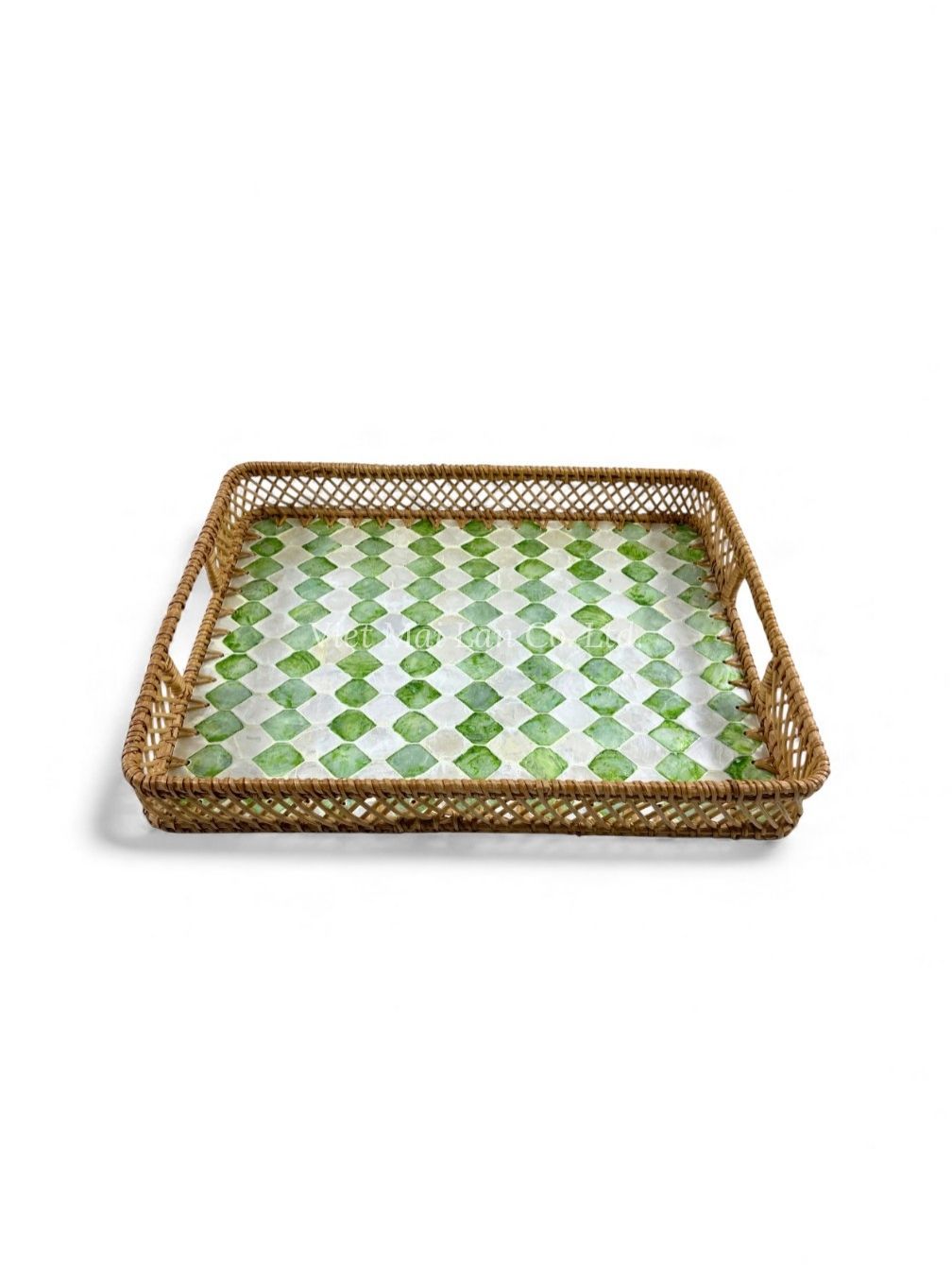 Rattan & Mother Of Pearl Tray (2)