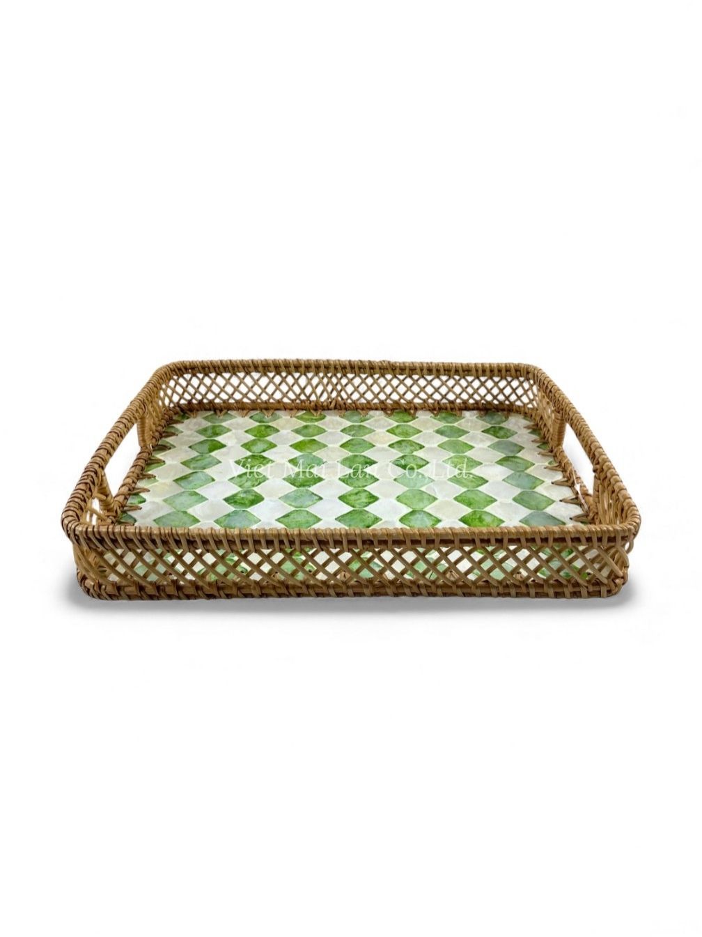 Rattan & Mother Of Pearl Tray (3)