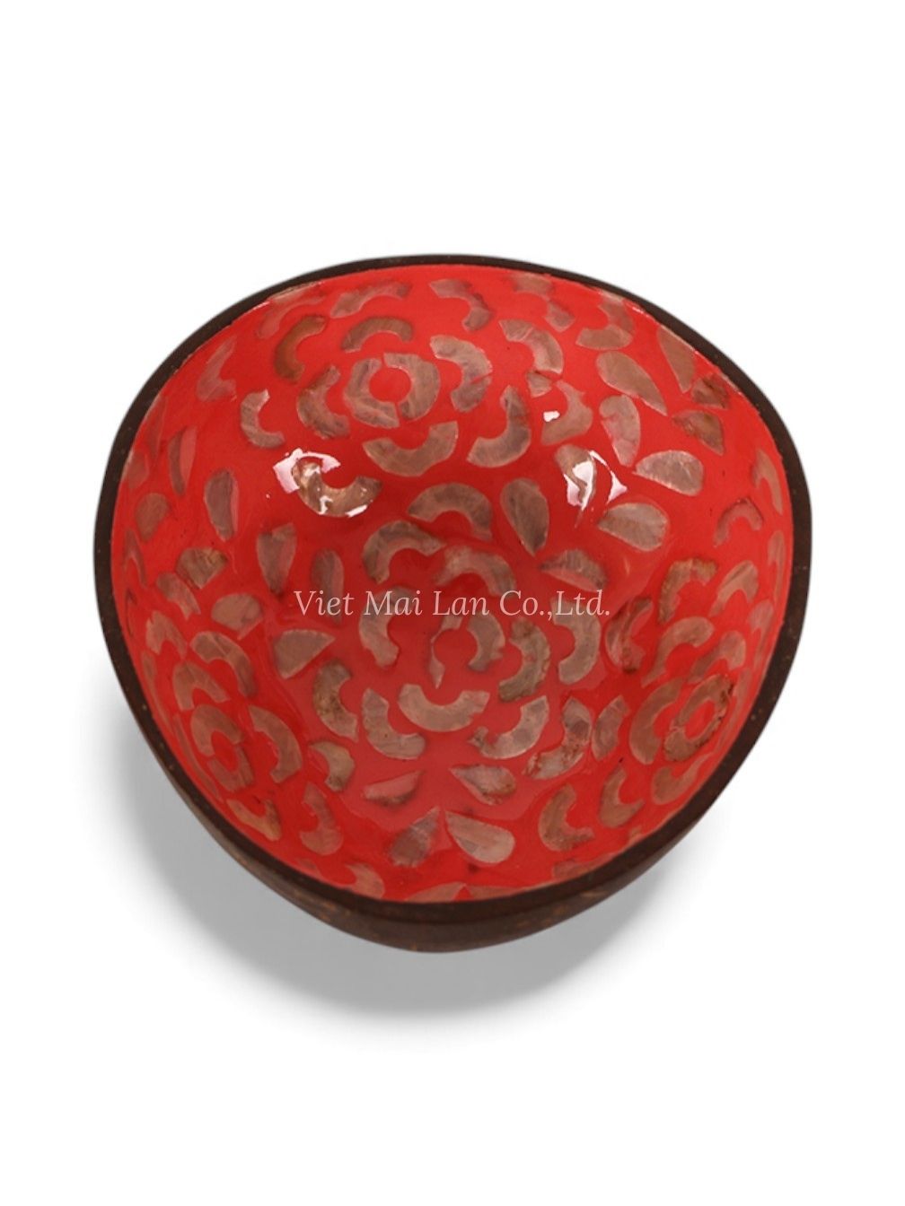 Red Floral Mother Of Pearl Coconut Bowl (1)