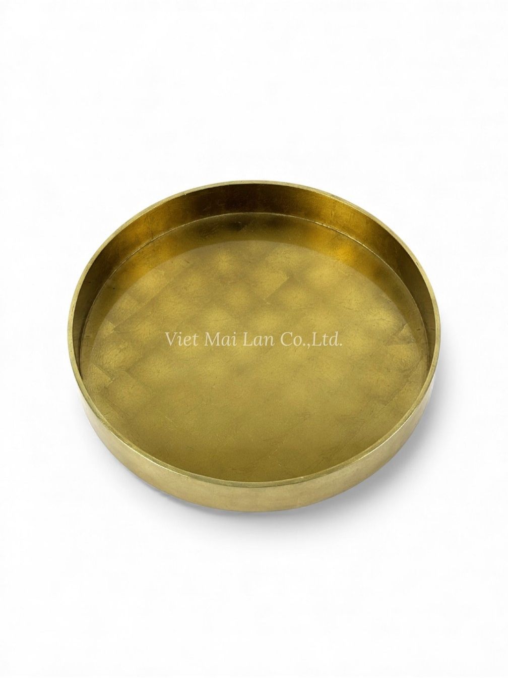 Round Shine Gold Leaf Lacquer Tray (1)