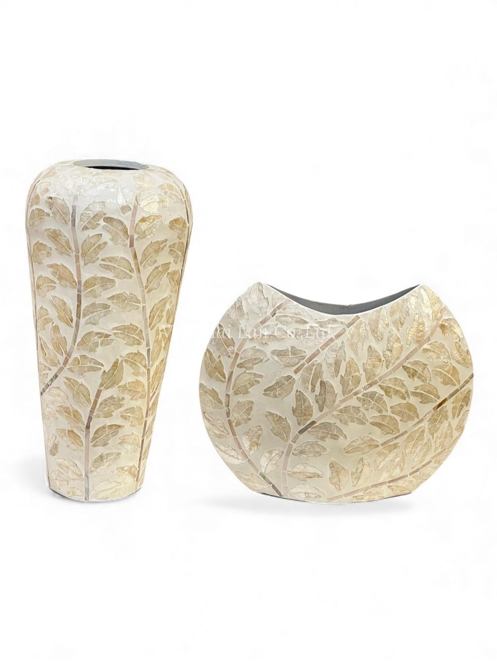 Set Of Natural Mother Of Pearl Vases (2)