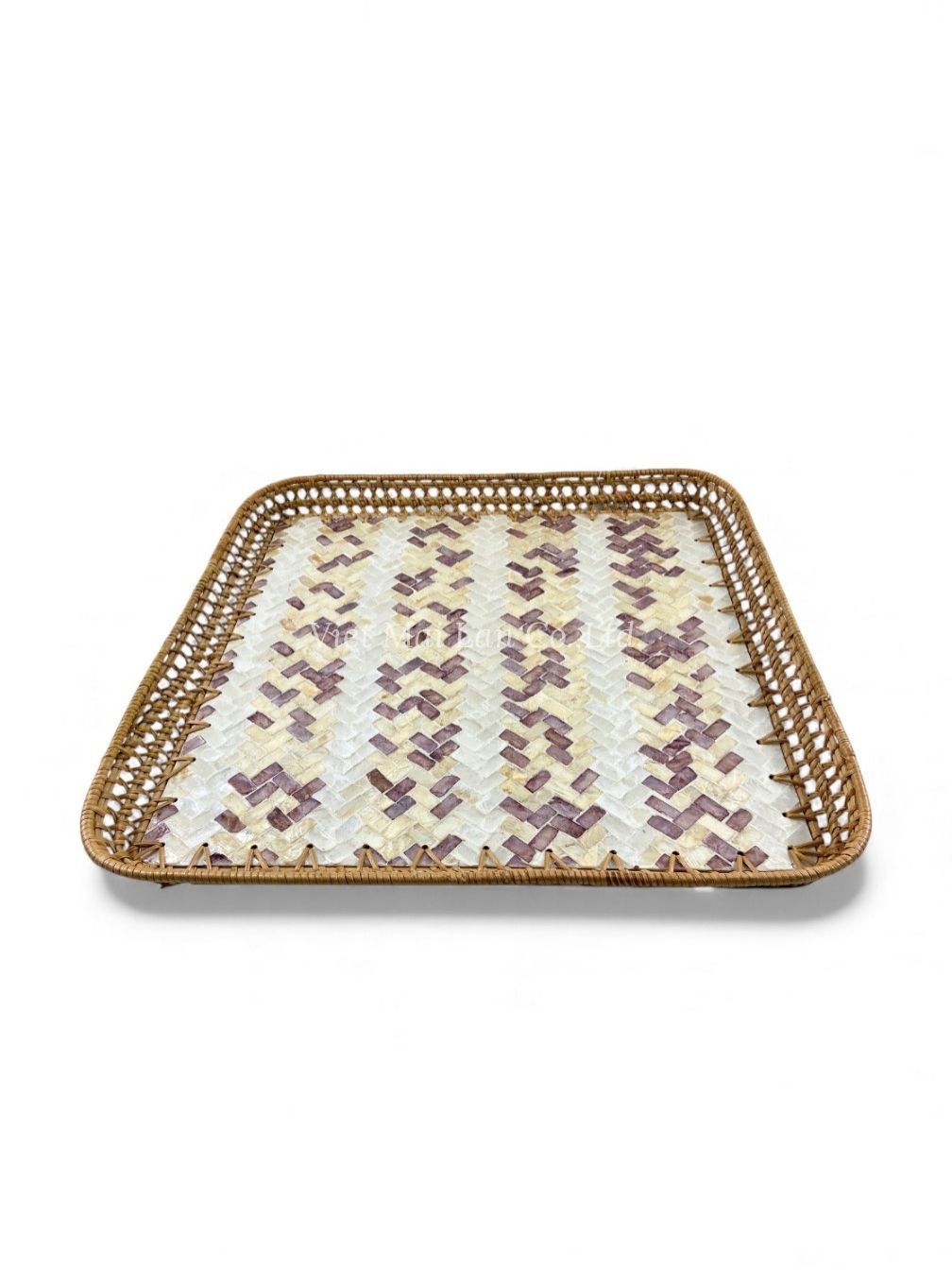 Vintage Rattan Mother Of Pearl Tray (3)