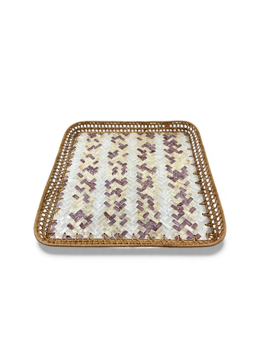 Vintage Rattan Mother Of Pearl Tray (4)