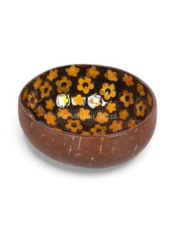 Yellow Floral Mother Of Pearl Coconut Bowl (1)